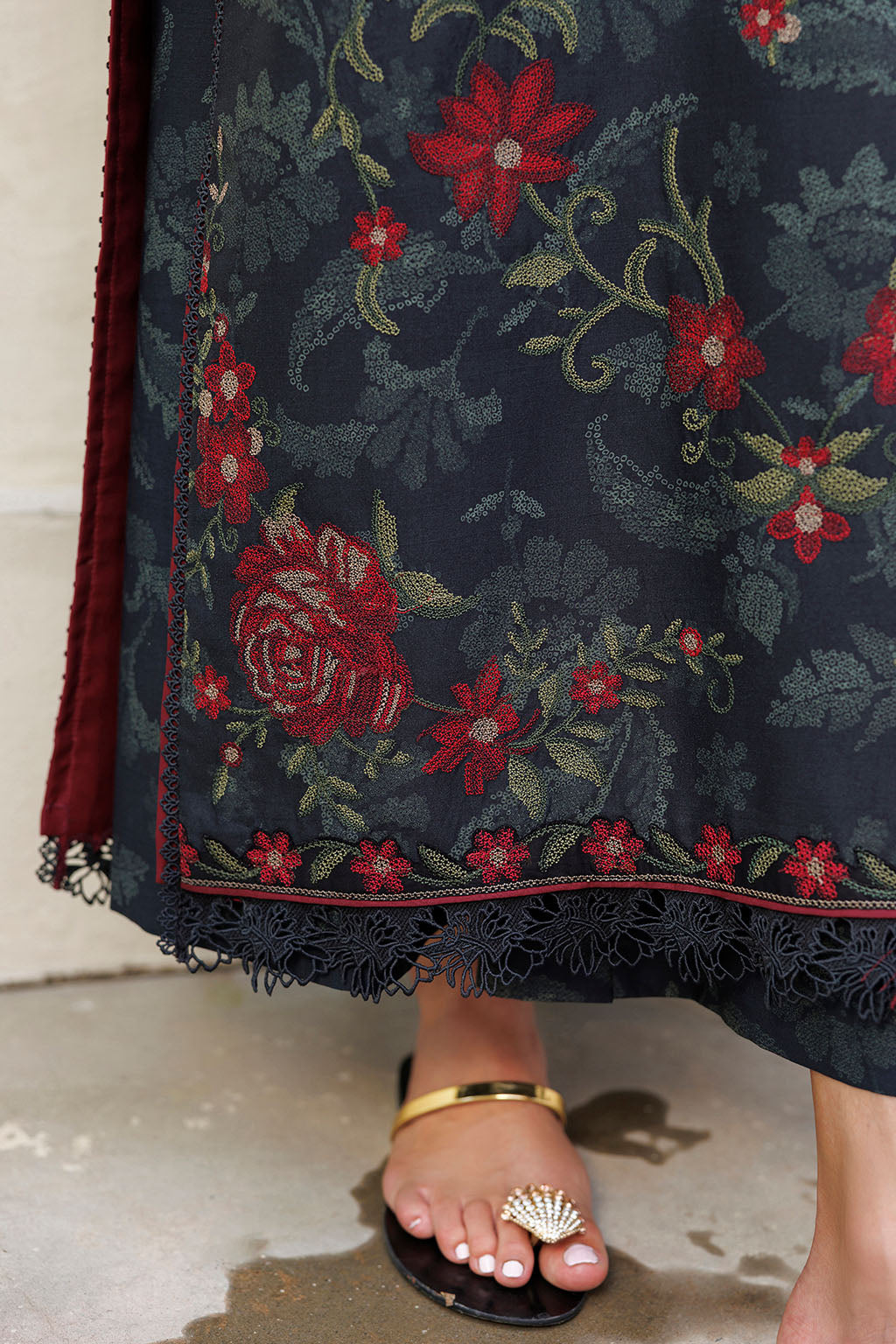 Iznik | Embroidered Printed Viscose Linen | IPF-31