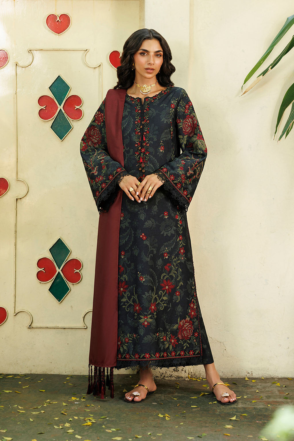 Iznik | Embroidered Printed Viscose Linen | IPF-31