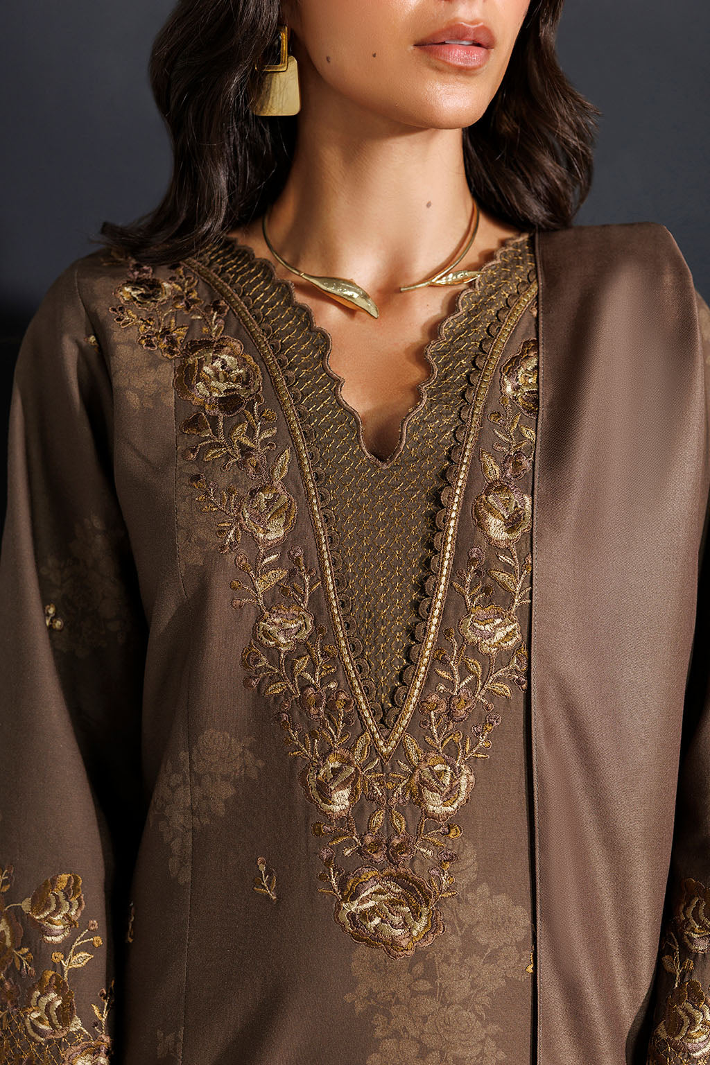 Iznik | Embroidered Printed Viscose Linen | IPF-25
