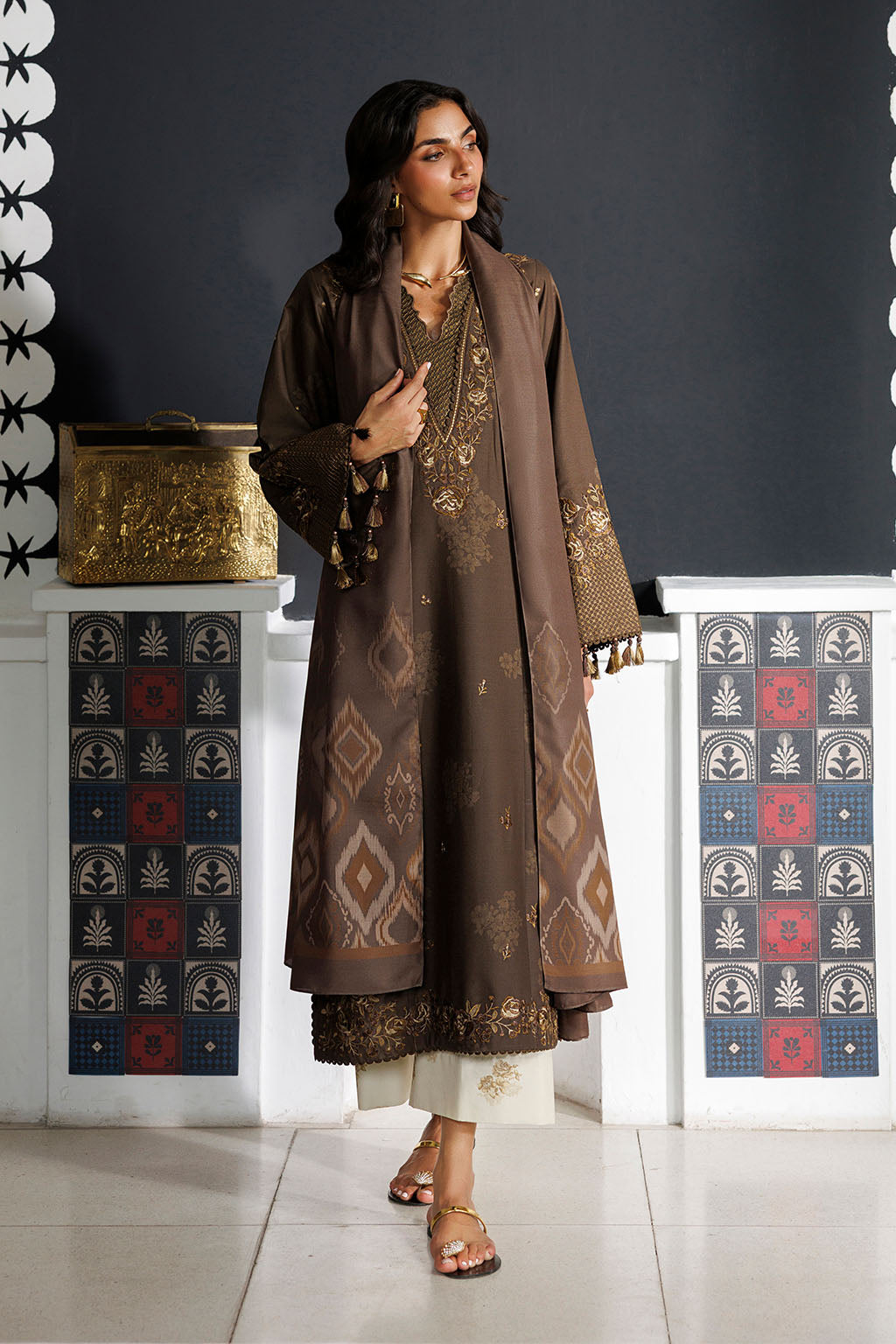 Iznik | Embroidered Printed Viscose Linen | IPF-25