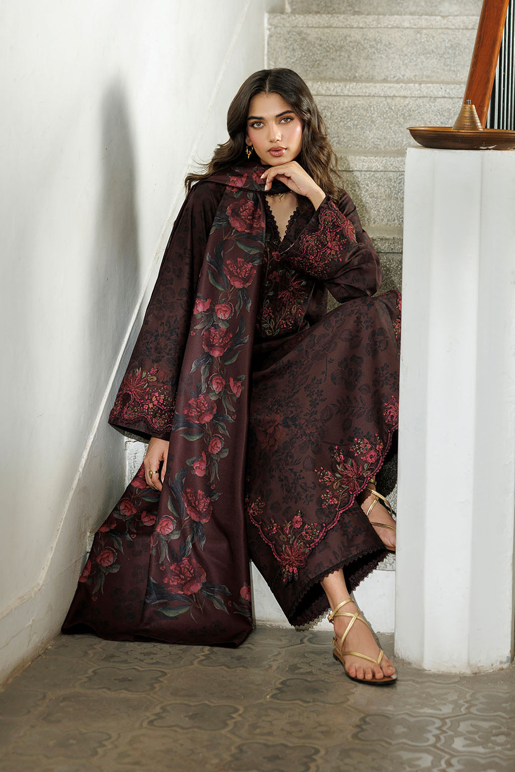 Iznik | Embroidered Printed Viscose Linen | IPF-29