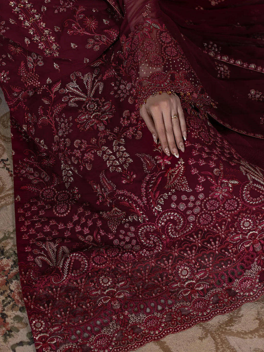 Mahira - 3 Piece Embroidered Chiffon Dress