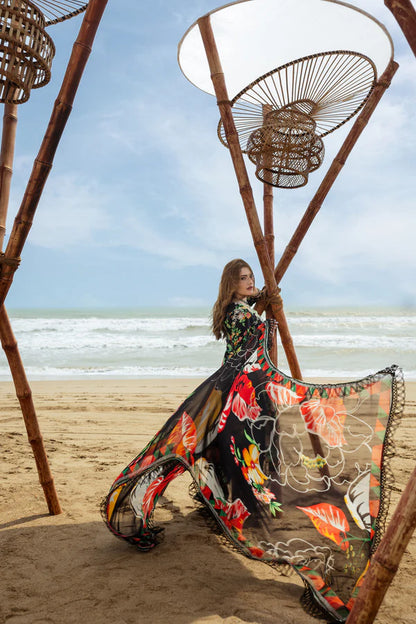 NAQSH | VISCOSE | Bloom Black - 00168