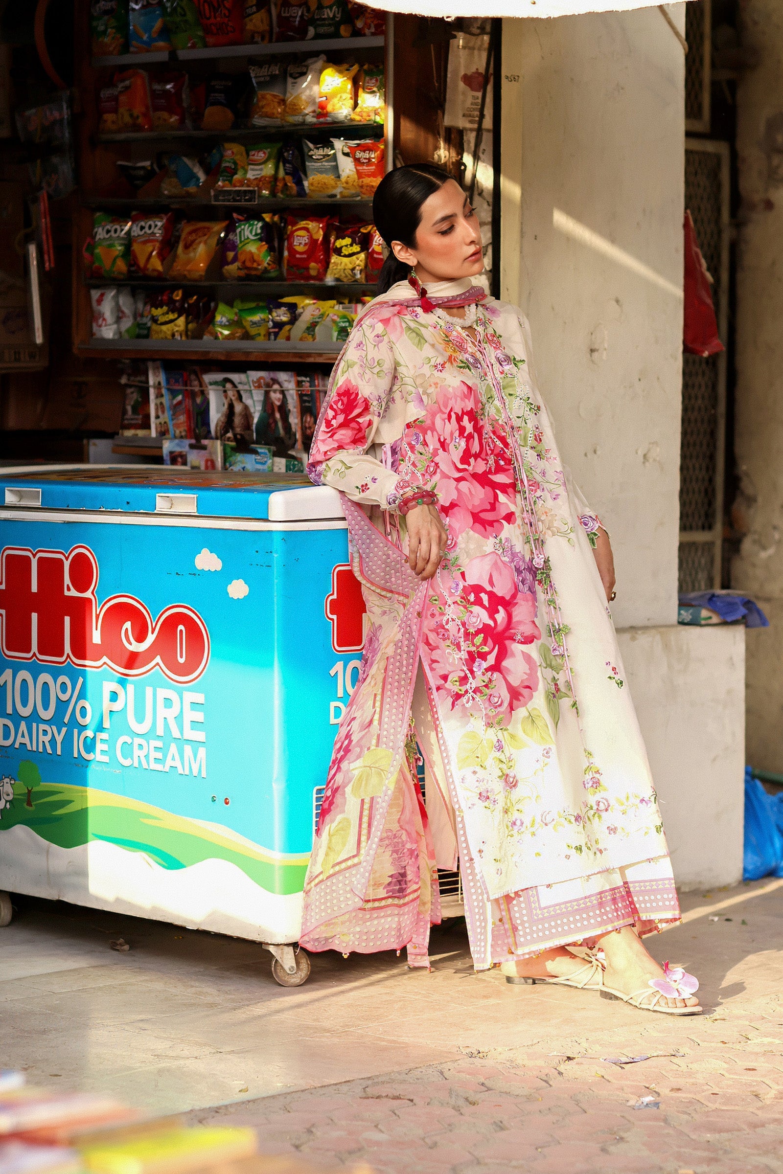 Zaha | Wildflower Festive Lawn 26 | Pink Mink Frolic