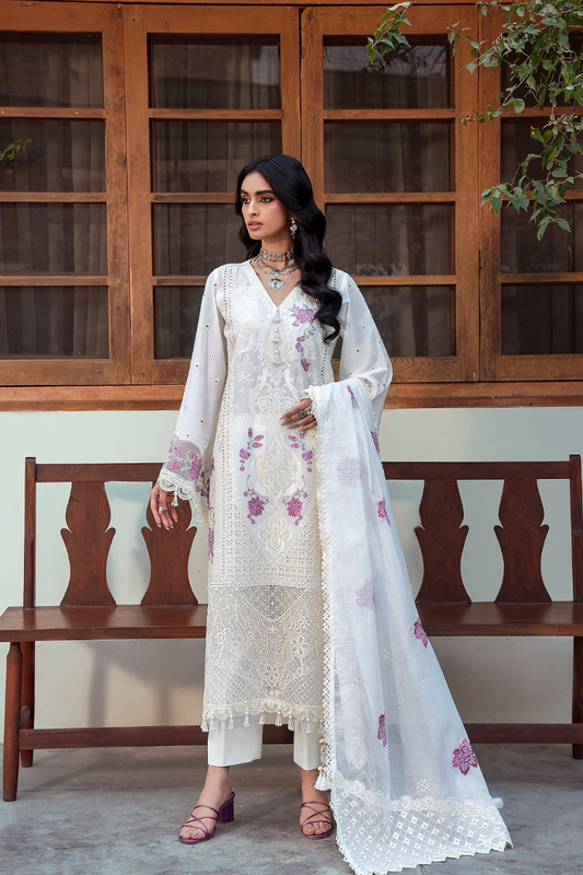 NAQSH | CHIKANKARI FESTIVE EDIT 26' | WHITE GEM