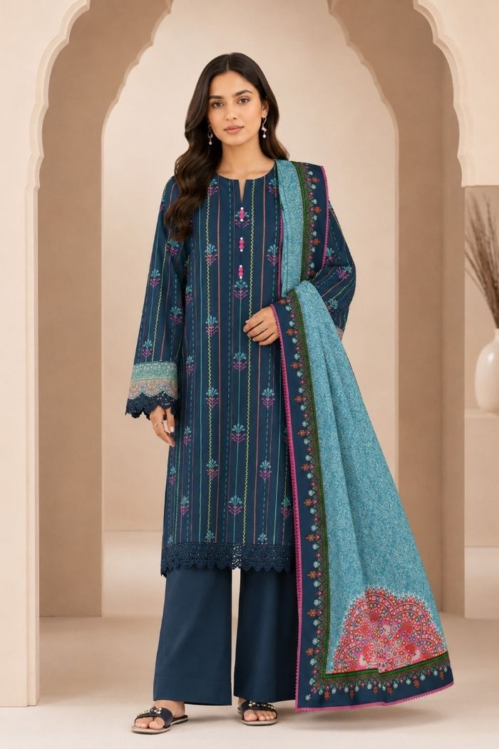 Sapphire | Print Embroidered Lilen VOL 1 | CL11-110
