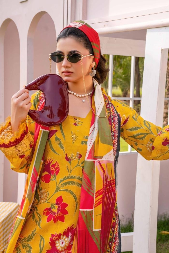 Rajis | Gul Rang - Print kari Embroidered | RGR-06