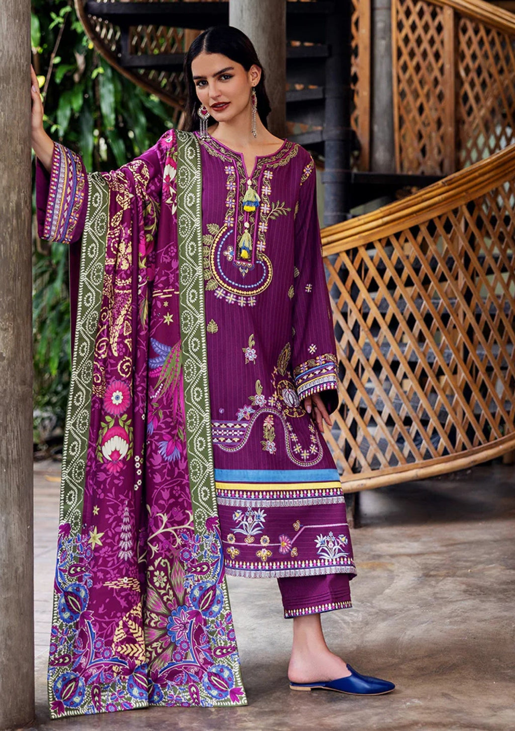 Mushq | Hemline Symphony Karandi Edit 25 | HUN#207 - Plum Swirl