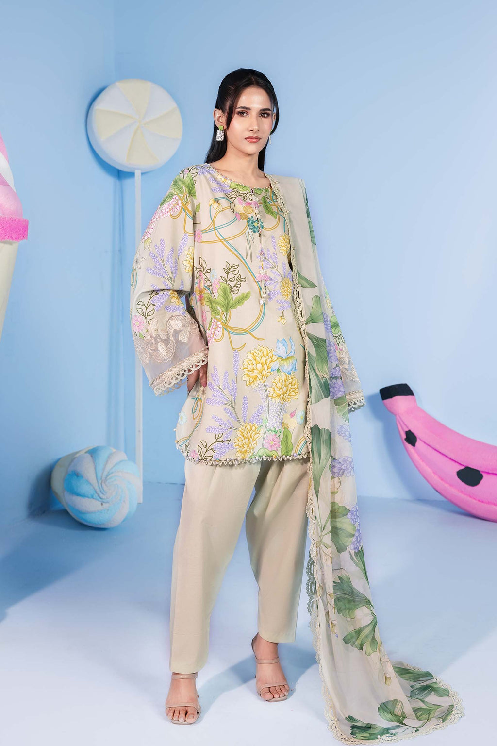 MARIA B | 3 Pc Unstitched Embroidered Lawn Suit | MB-CUSV13-13A