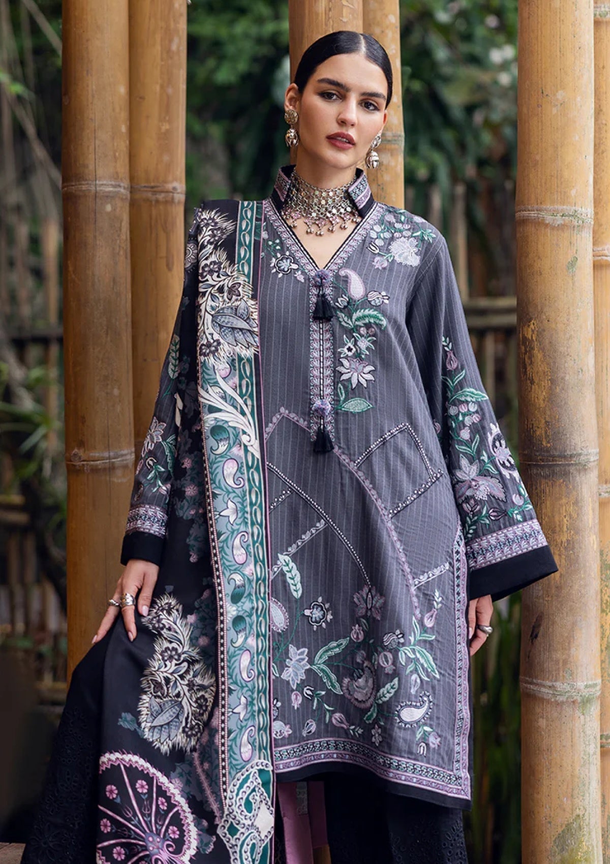 Mushq | Hemline Symphony Karandi Edit 25 | HUN#205 - Silver Mist