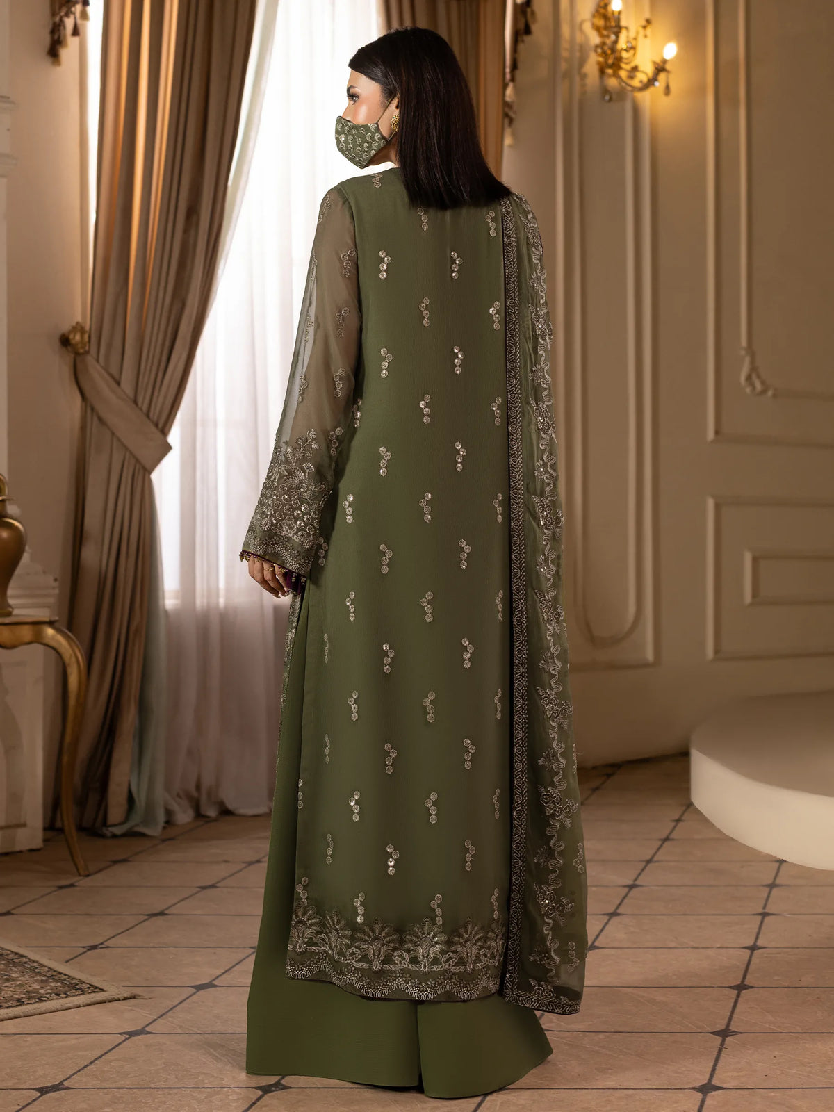 Orlena - 3 Piece Embroidered Chiffon Dress