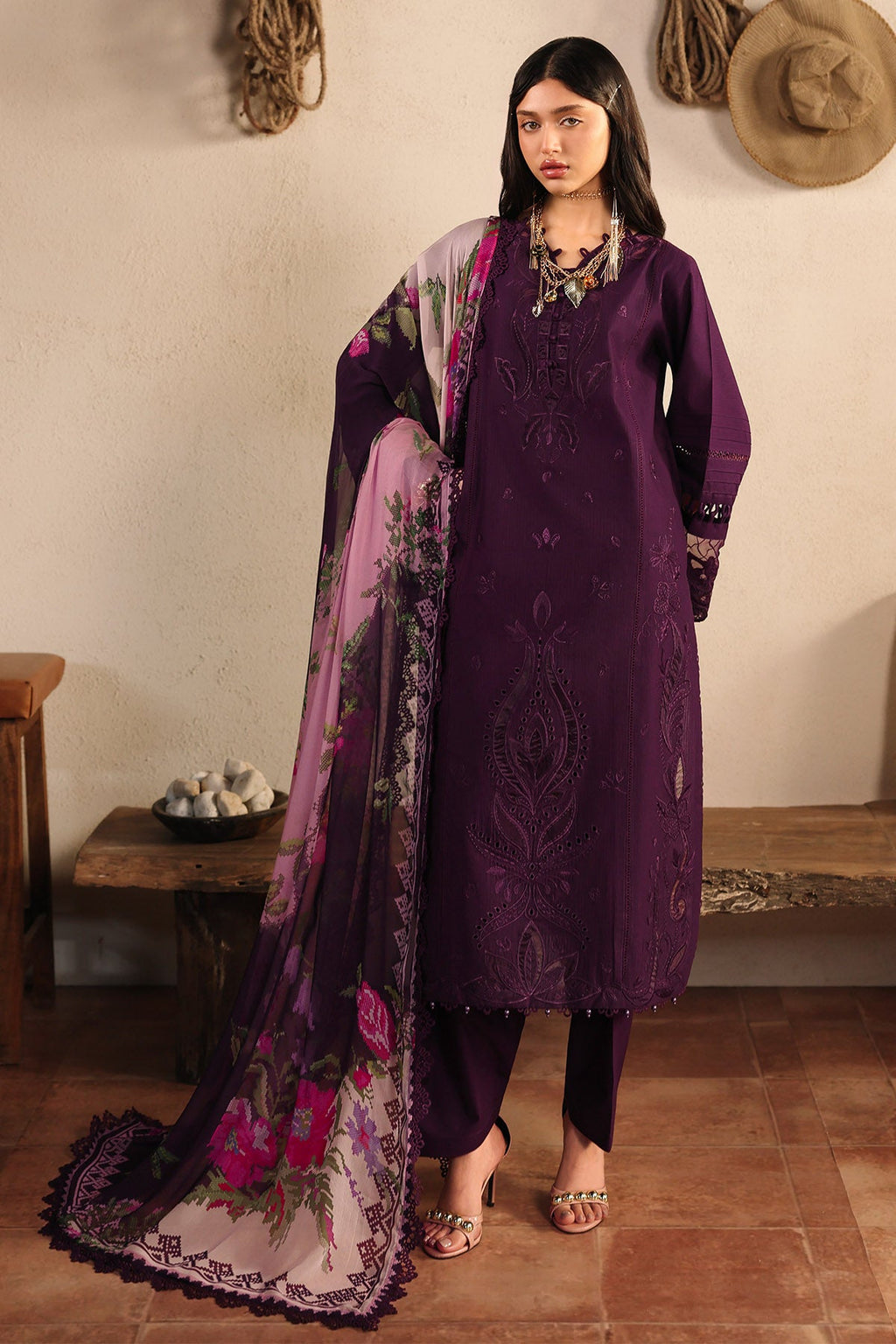 Nureh | Raha Unstitched Lawn Doria | NE-246