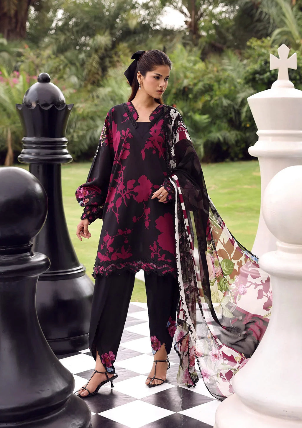 Elaf | Belladore - Prints Chiffon Lawn '26 | EPA-4A SCARLET