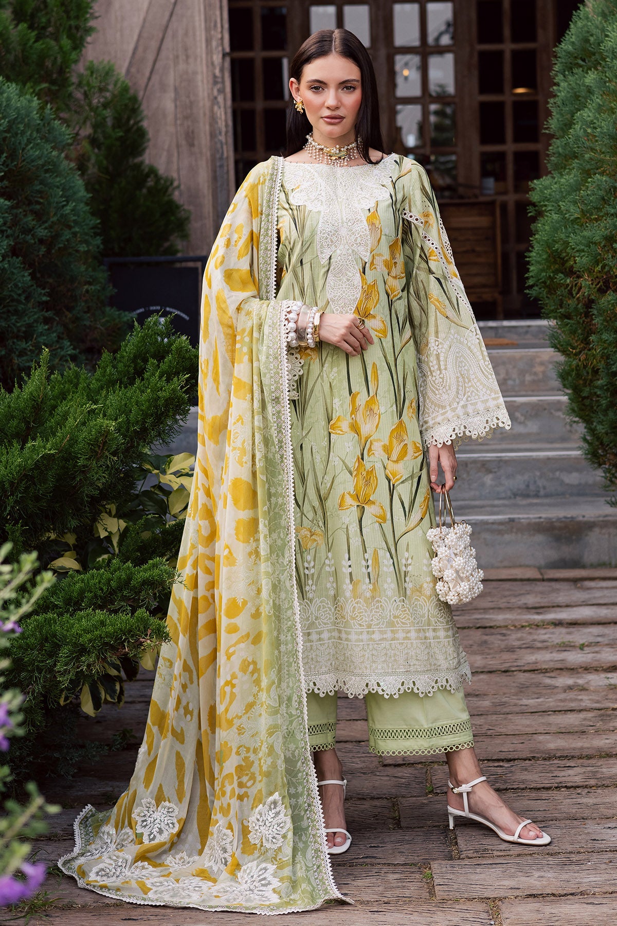 NUREH | GARDENIA - EMBROIDRED & PRINTED LAWN DORIA | NSG-212