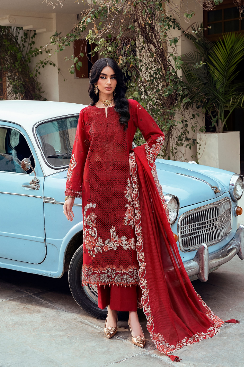 NAQSH | CHIKANKARI FESTIVE EDIT 26' | RED RUBY
