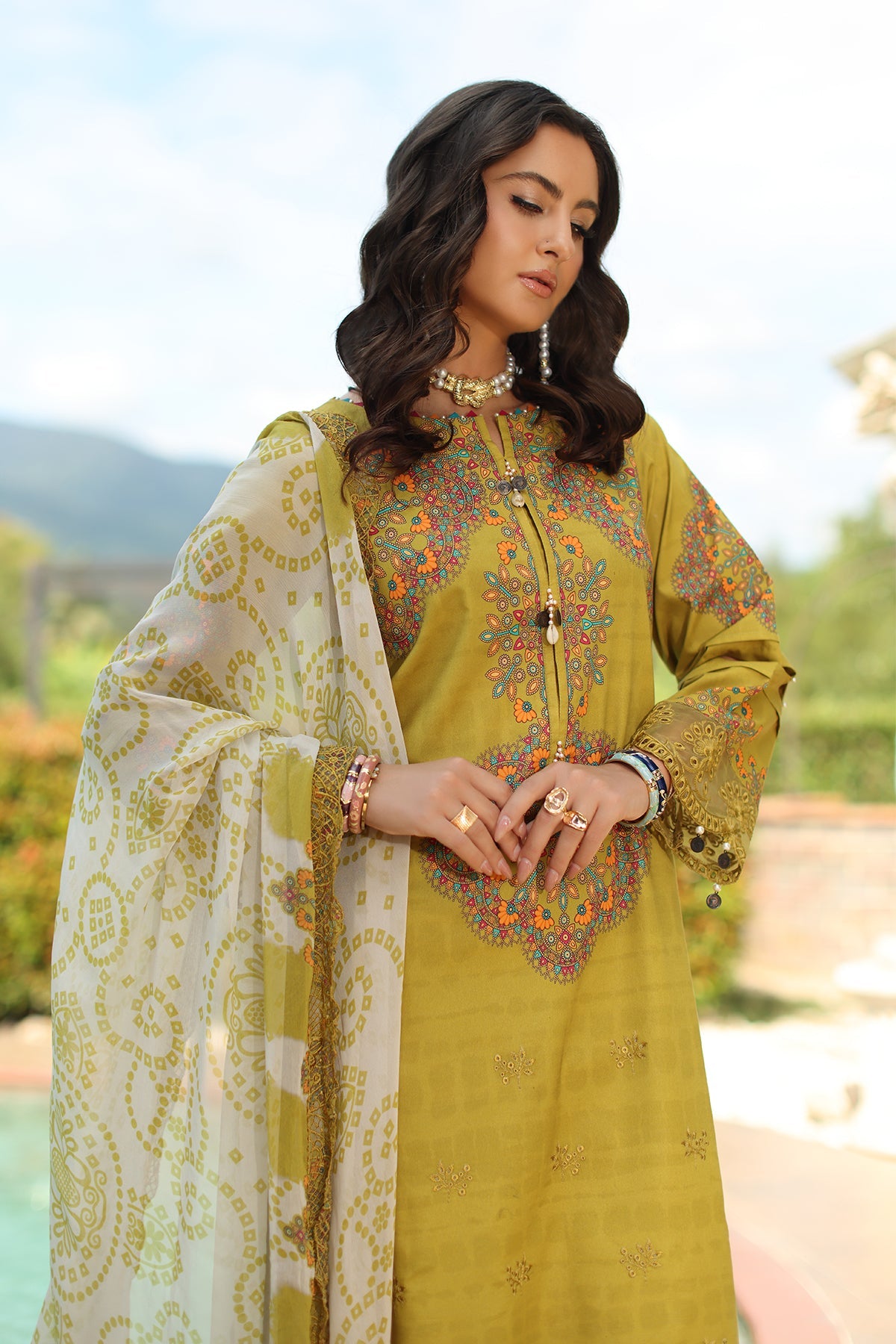 CHARIZMA | 3-PC Unstitched Embroidered Lawn Collection | AN6-01