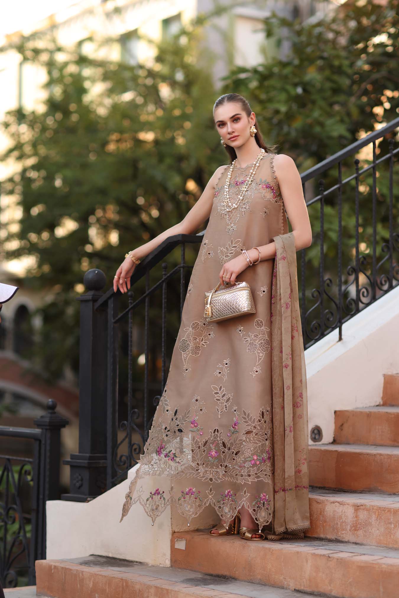 Sadia Asad | Noor - Eid Luxe Printskhaas '26 | Warm Biscotti