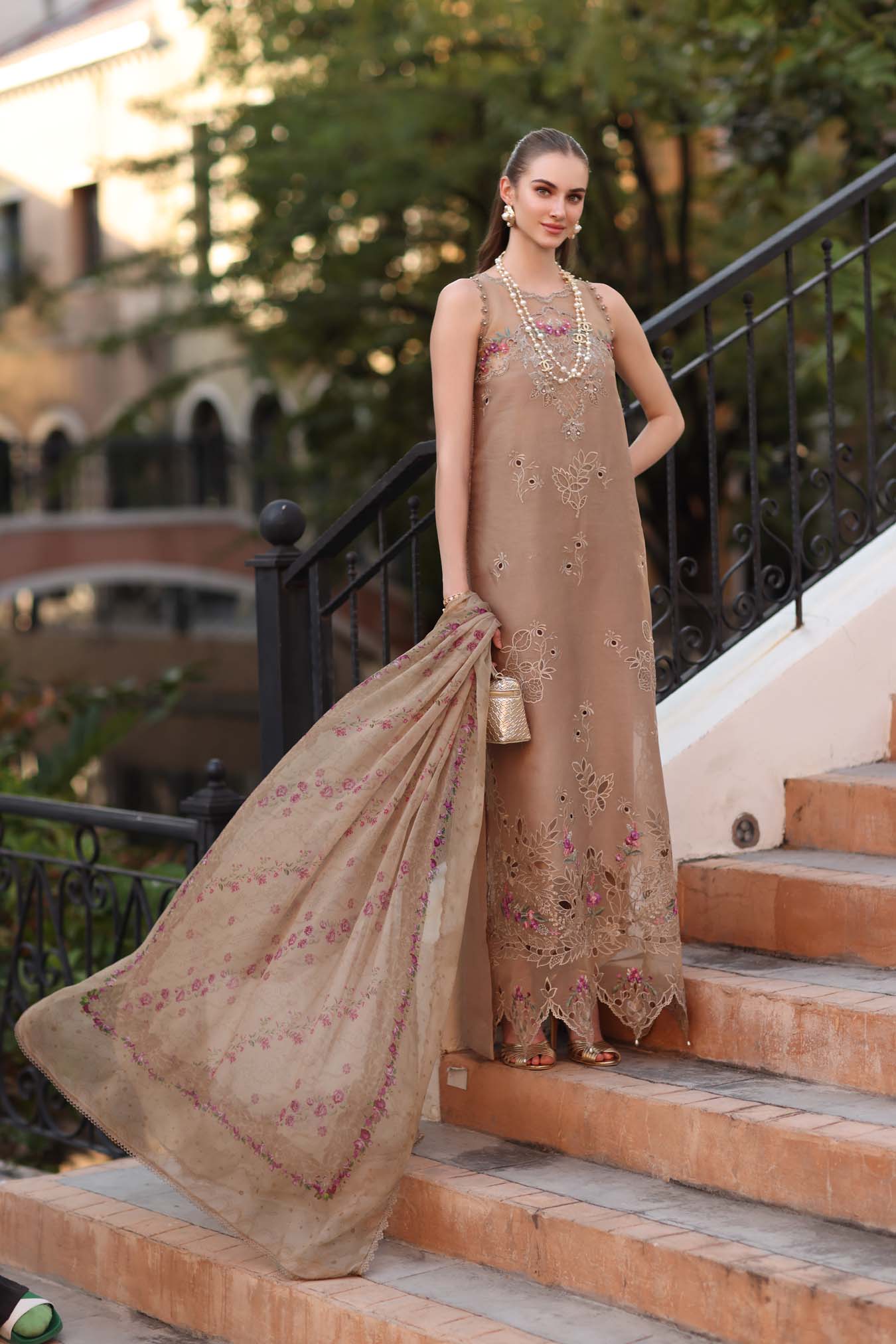 Sadia Asad | Noor - Eid Luxe Printskhaas '26 | Warm Biscotti