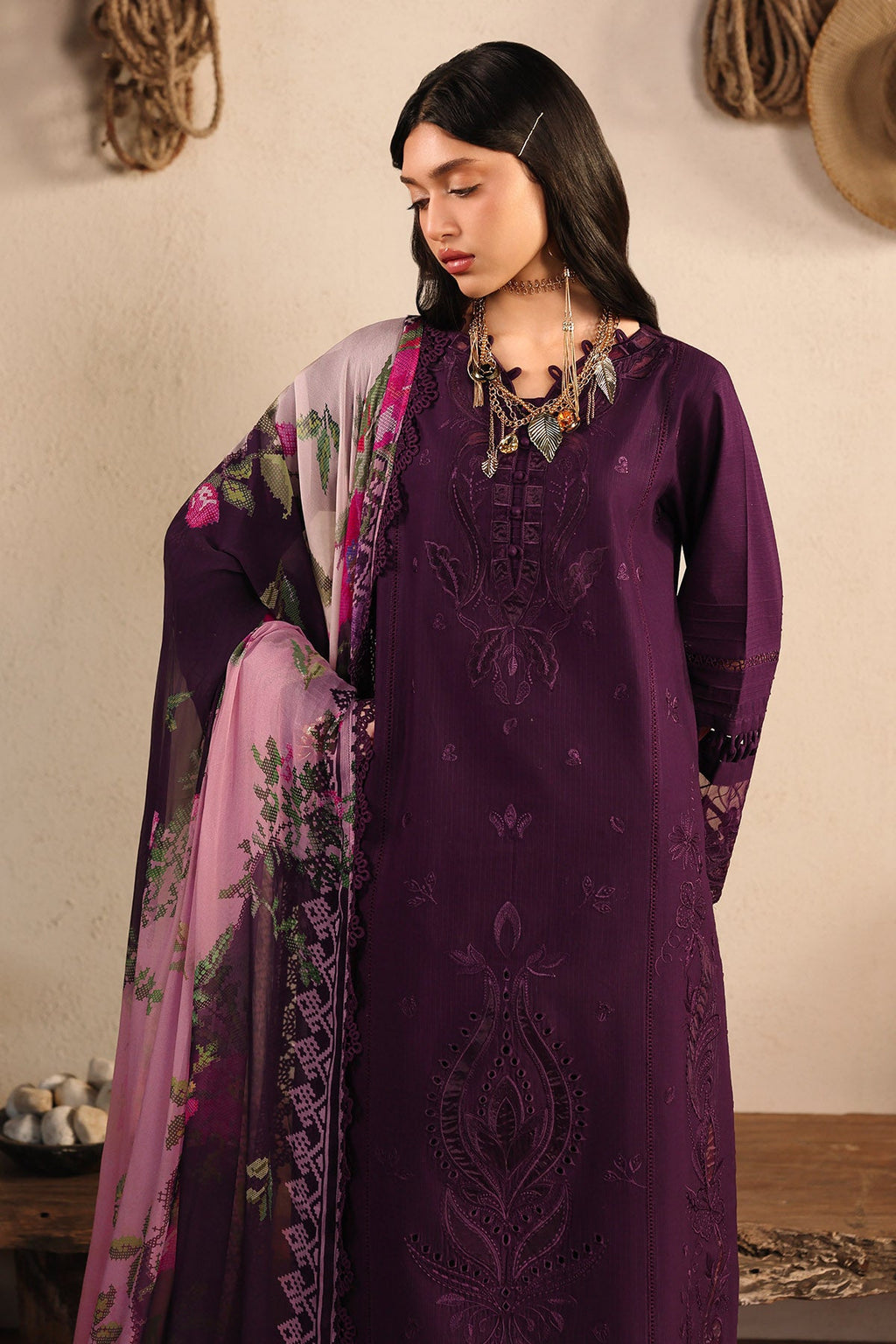 Nureh | Raha Unstitched Lawn Doria | NE-246