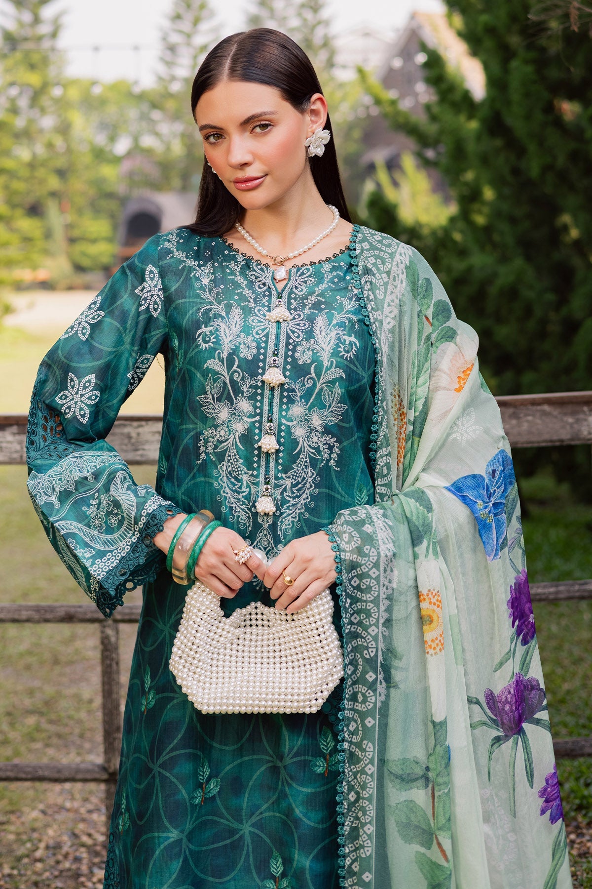 NUREH | GARDENIA - EMBROIDRED & PRINTED LAWN DORIA | NSG-210