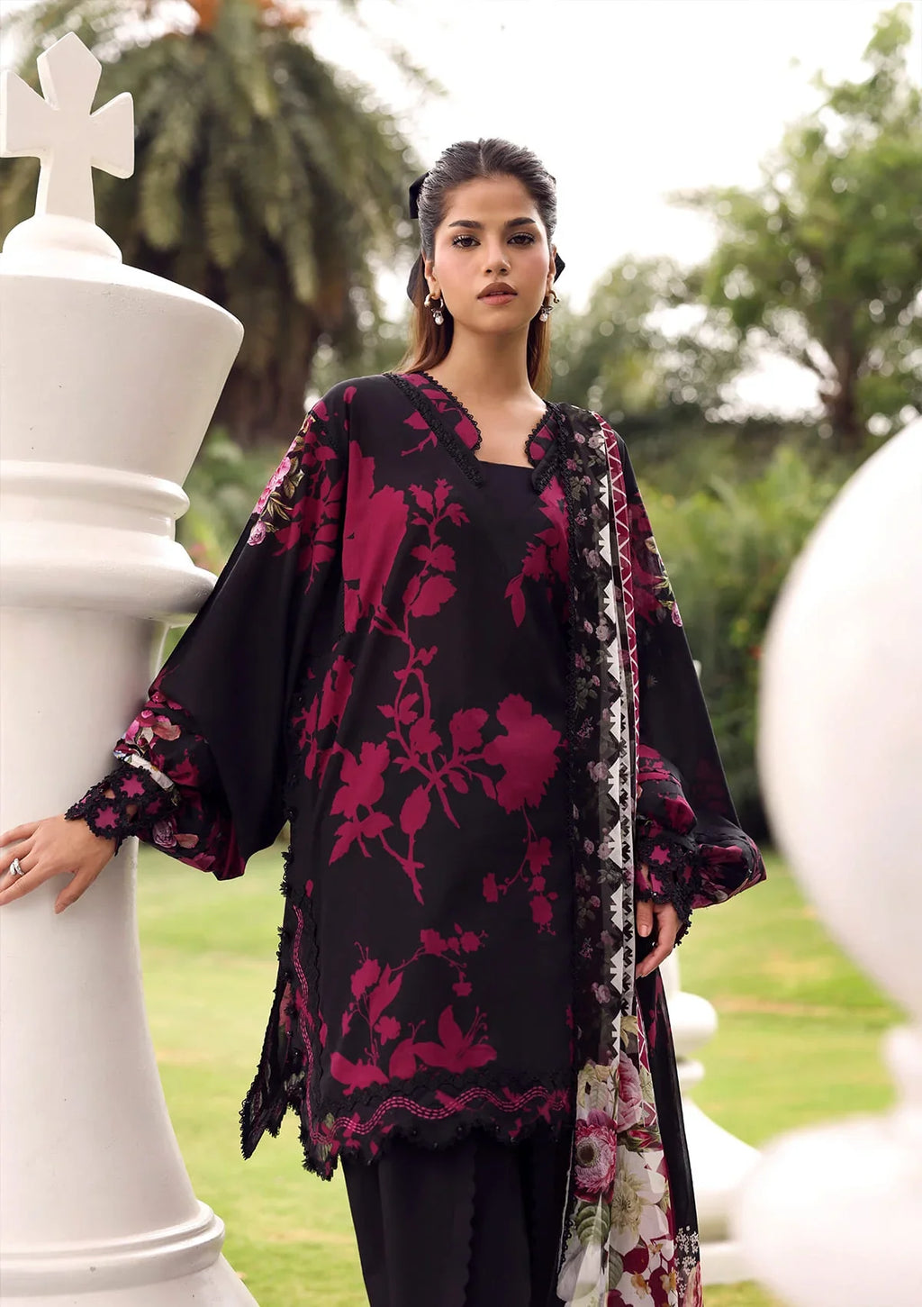 Elaf | Belladore - Prints Chiffon Lawn '26 | EPA-4A SCARLET