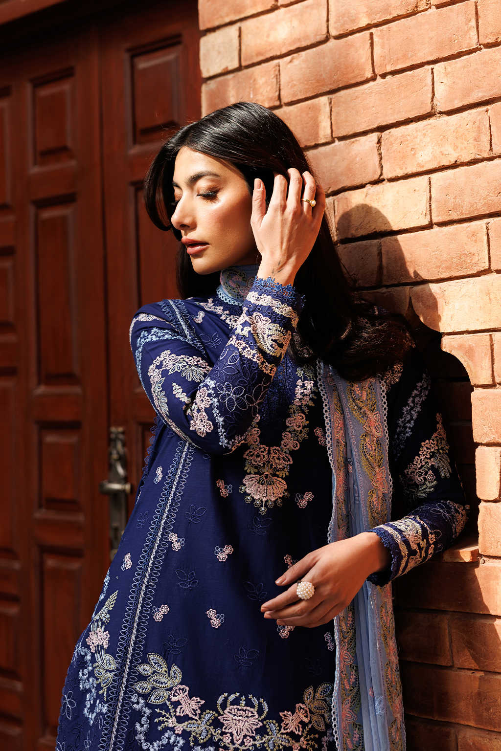 Emaan Adeel |  Mirabelle festive luxury lawn | Petal Pose