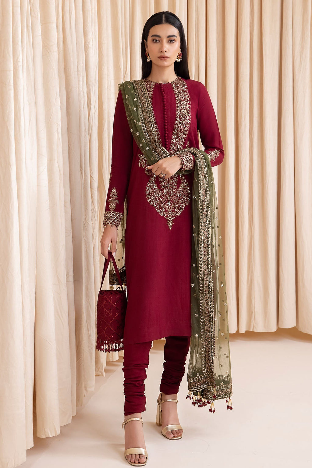 Jazmin | Embroidered Raw Silk | UR-7004