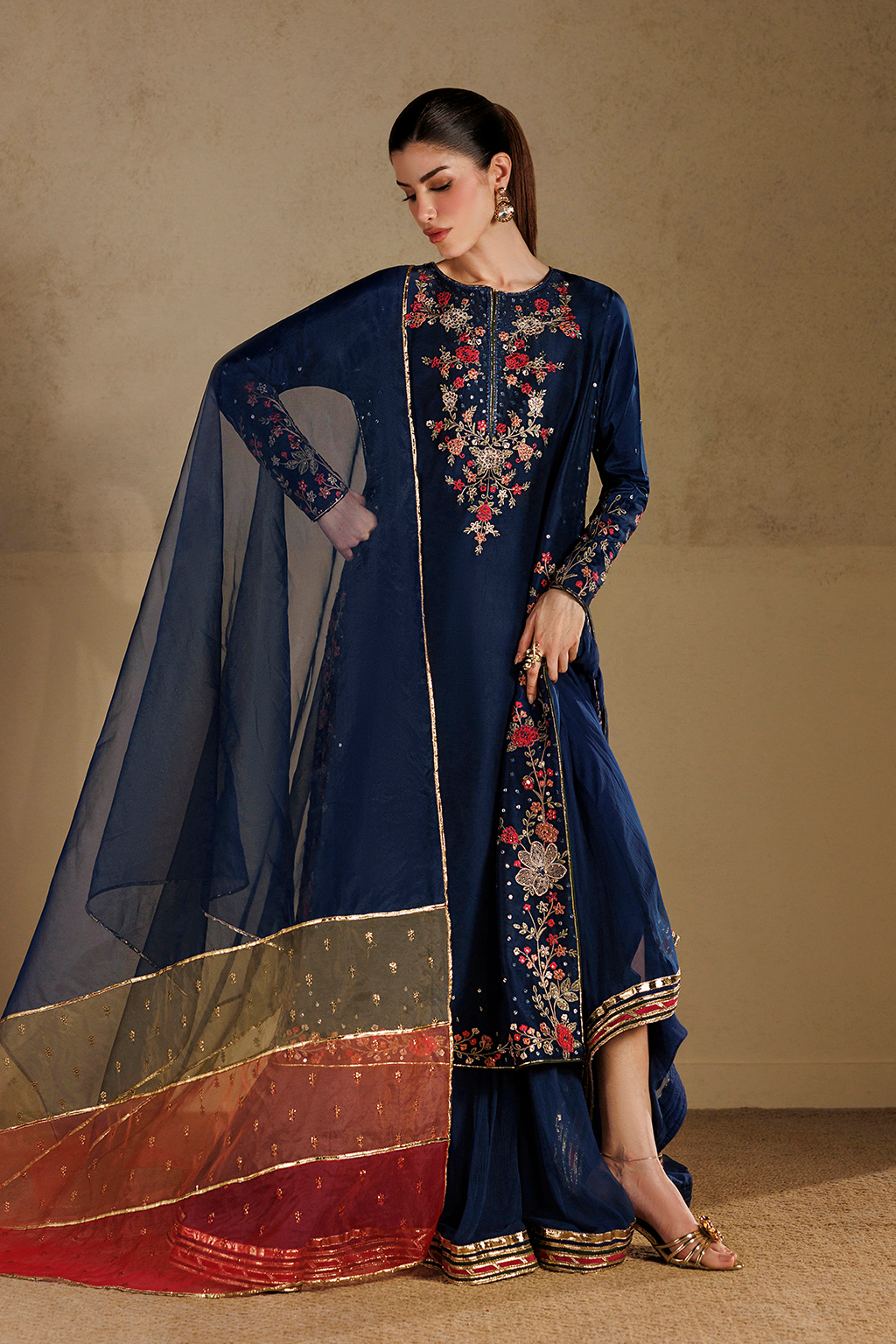 Iznik | Formals 26 Embroidered Pure Ramen Silk | UE-728