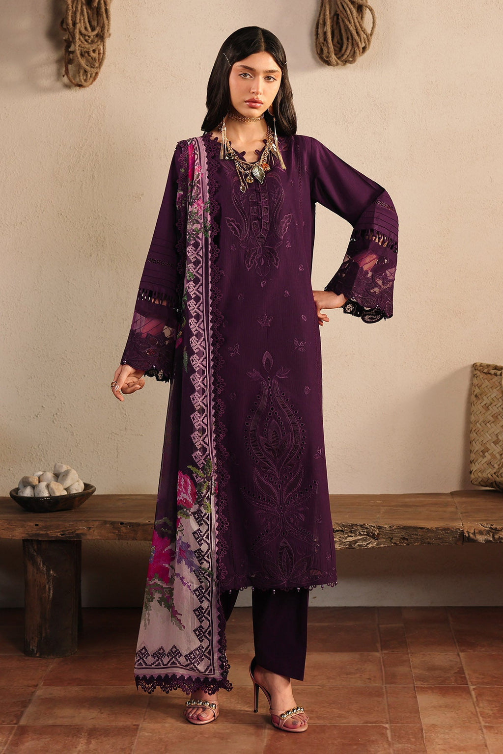 Nureh | Raha Unstitched Lawn Doria | NE-246