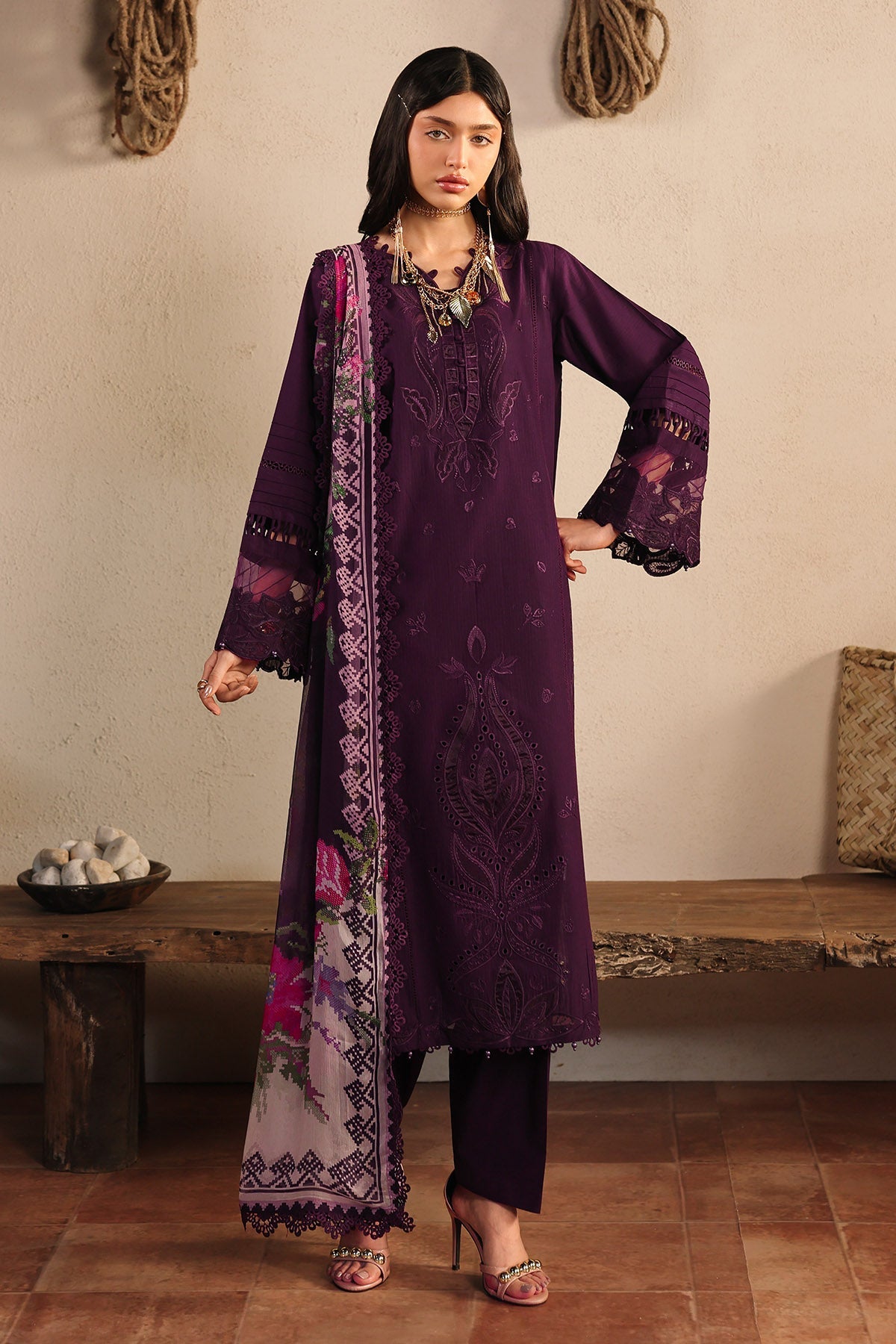 Nureh | Raha Unstitched Lawn Doria | NE-246