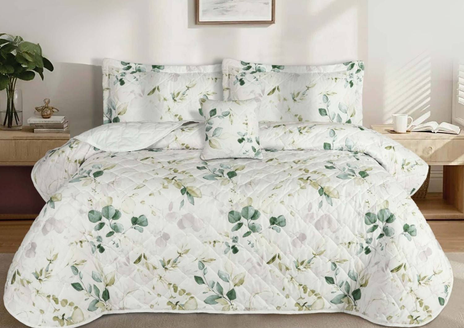 Feather | Gold - 5 Pcs Bed Spread | F-G-03