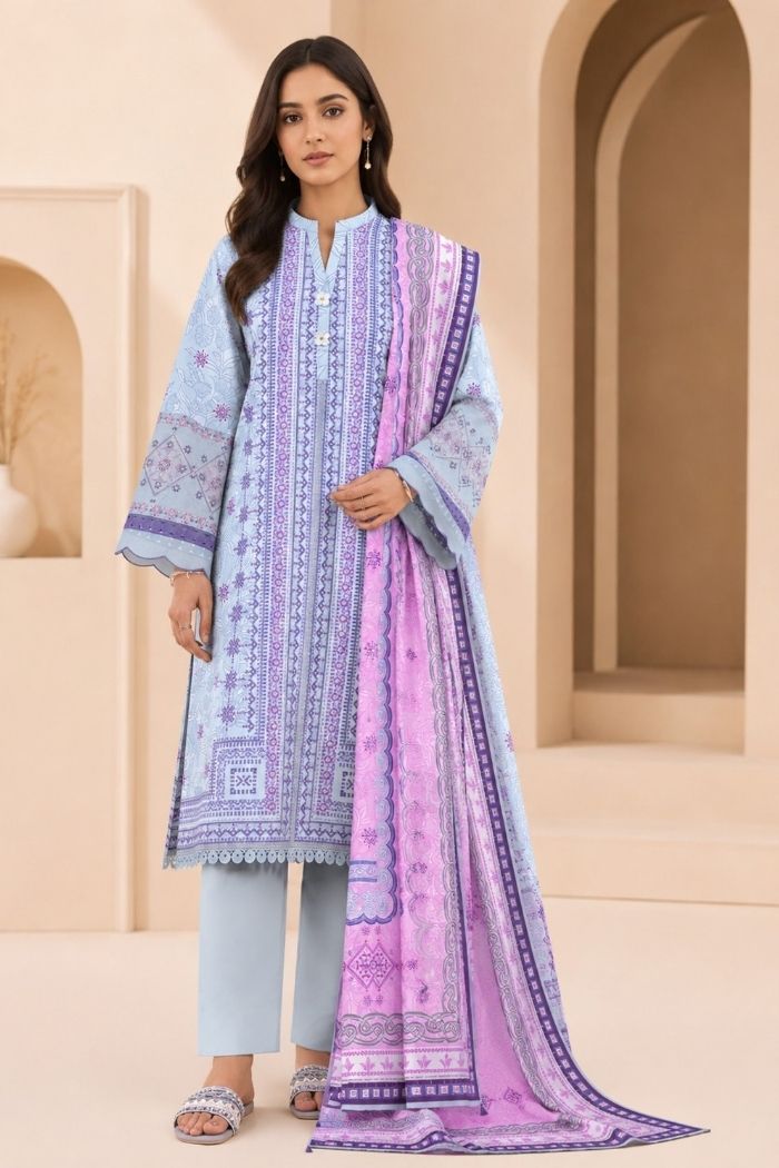 Sapphire | Print Embroidered Lilen VOL 1 | CL11-103