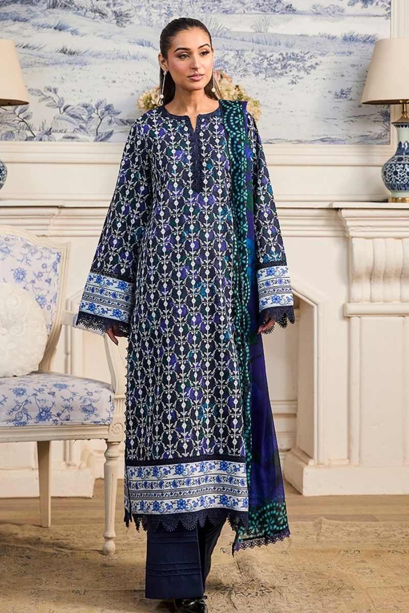 Raj Bari | Raha - 3 pc Premium Chikankari Prints | RBR - 02