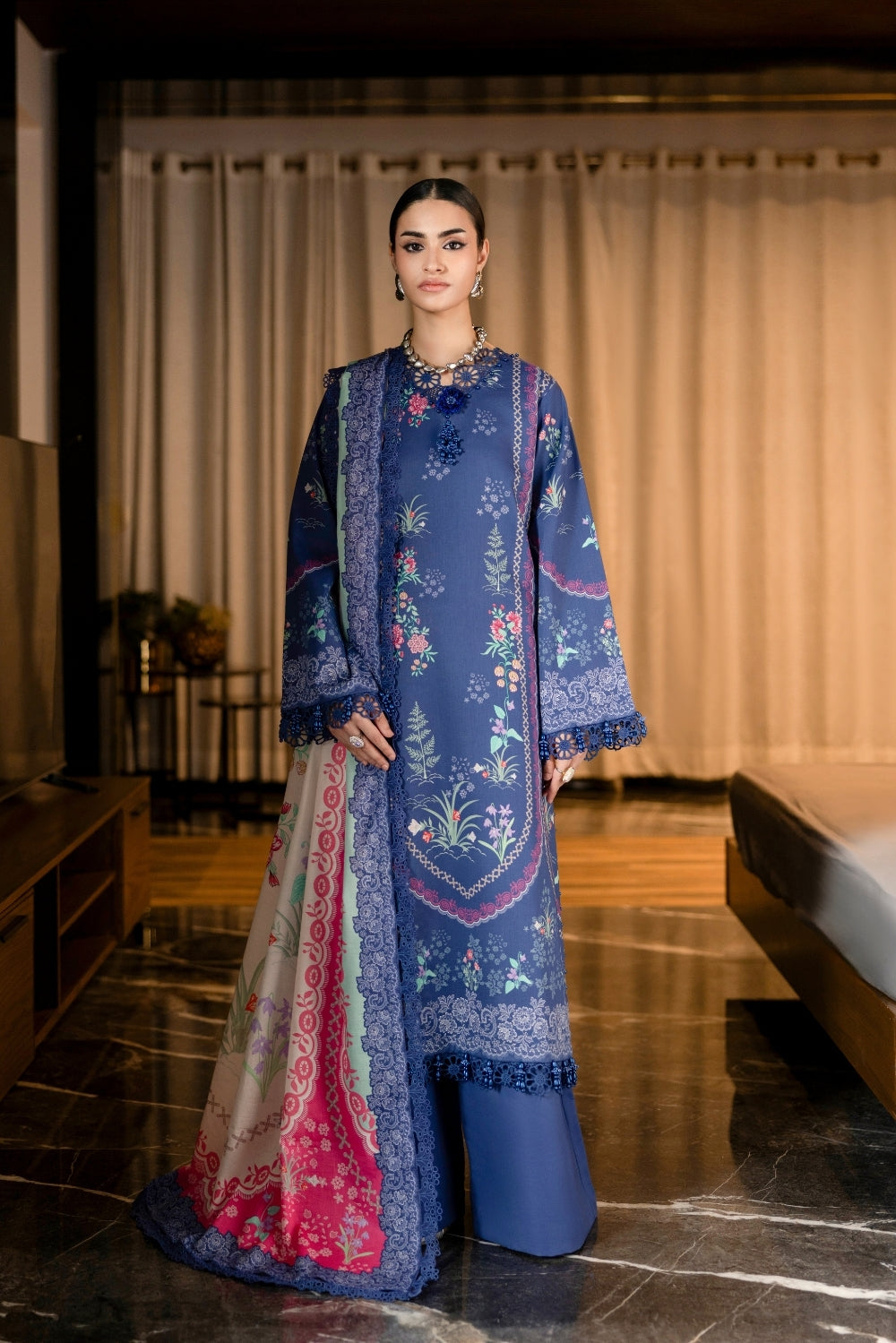 Naqsh | Midnight Meadow Lawn | Periwinkle