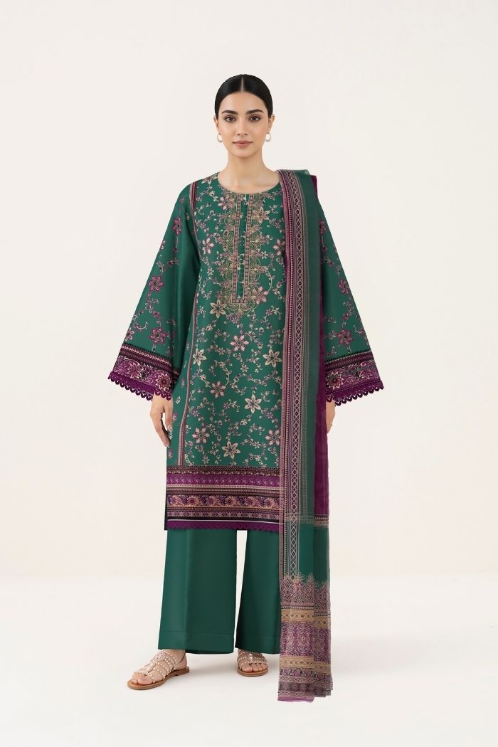 Sapphire | 3 pc Digital Printed Embroidered Lawn | 3PBE-WS26CL3-29