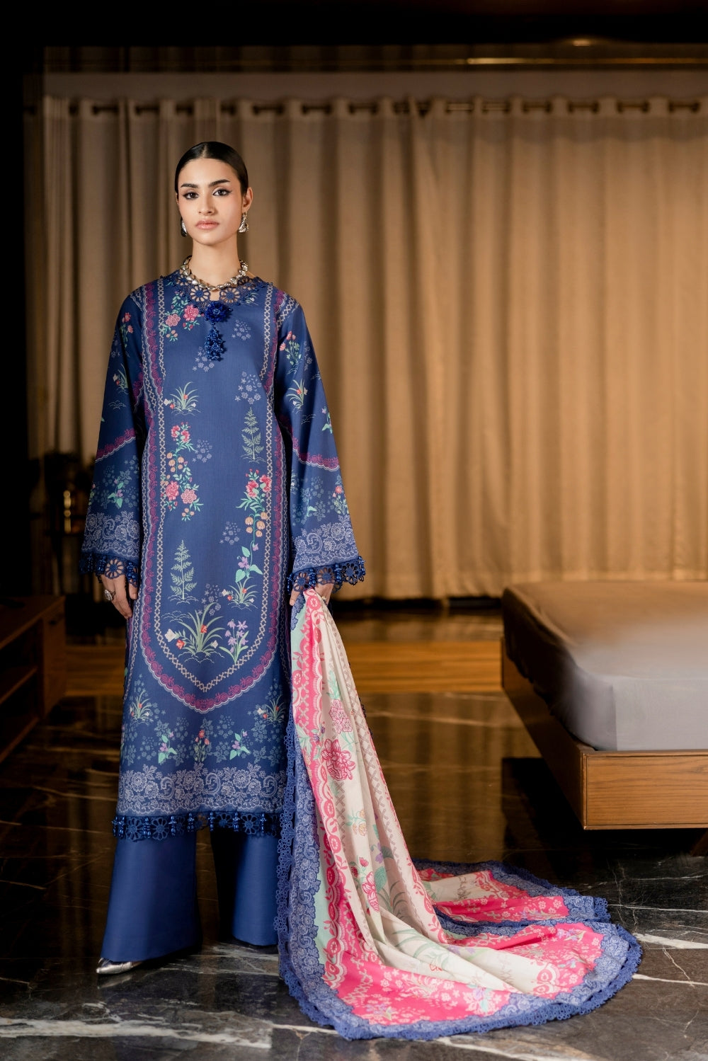 Naqsh | Midnight Meadow Lawn | Periwinkle