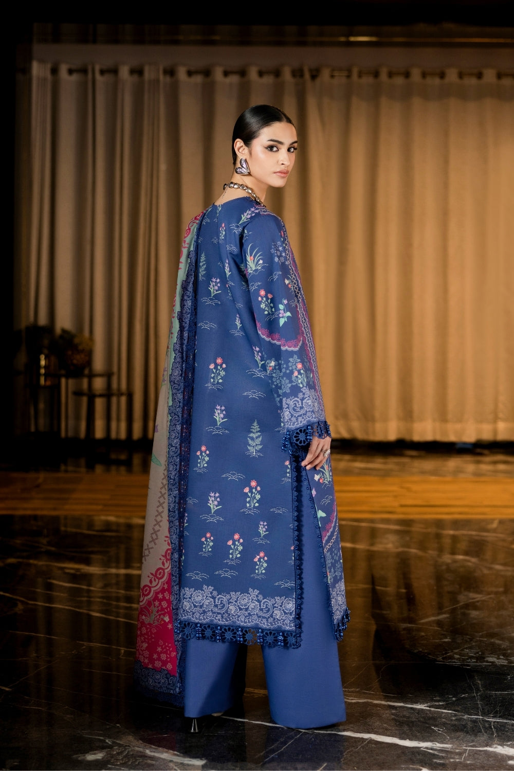 Naqsh | Midnight Meadow Lawn | Periwinkle