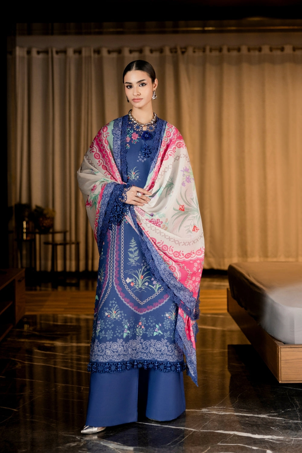 Naqsh | Midnight Meadow Lawn | Periwinkle