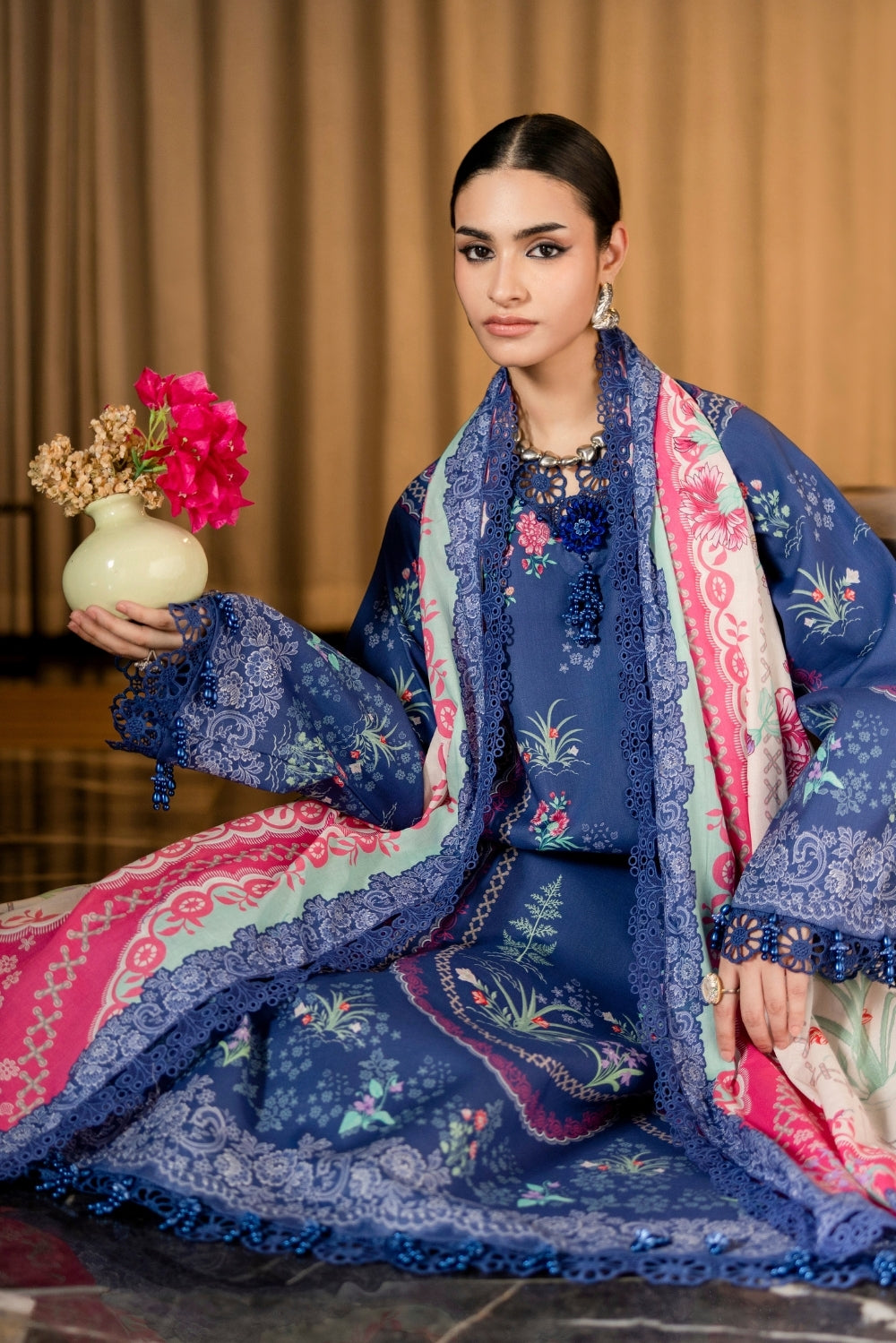 Naqsh | Midnight Meadow Lawn | Periwinkle