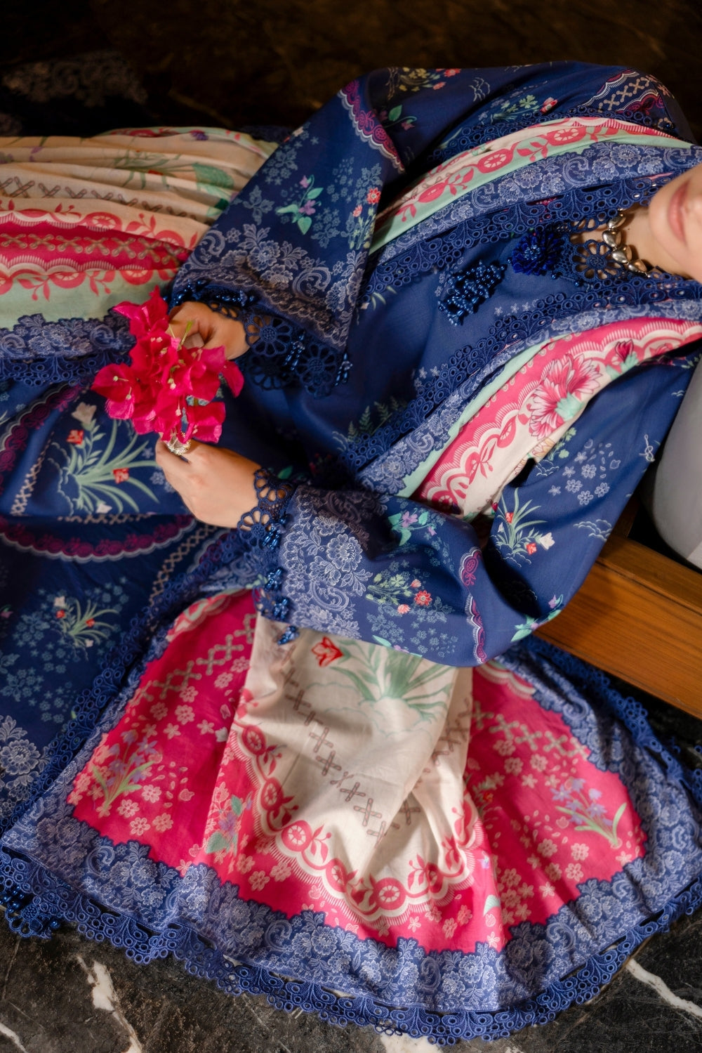 Naqsh | Midnight Meadow Lawn | Periwinkle