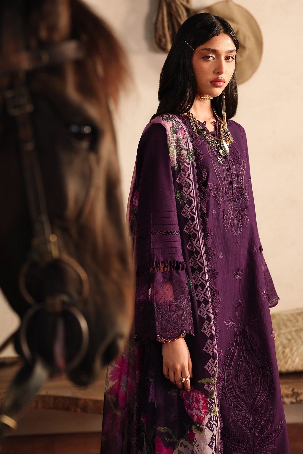 Nureh | Raha Unstitched Lawn Doria | NE-246