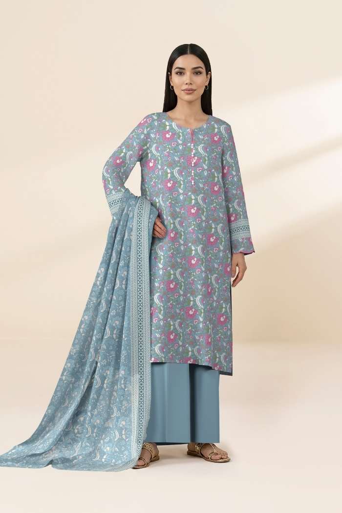 Sapphire | 3 Pcs Printed Lawn Suit | 3PB-WS26CL14-132