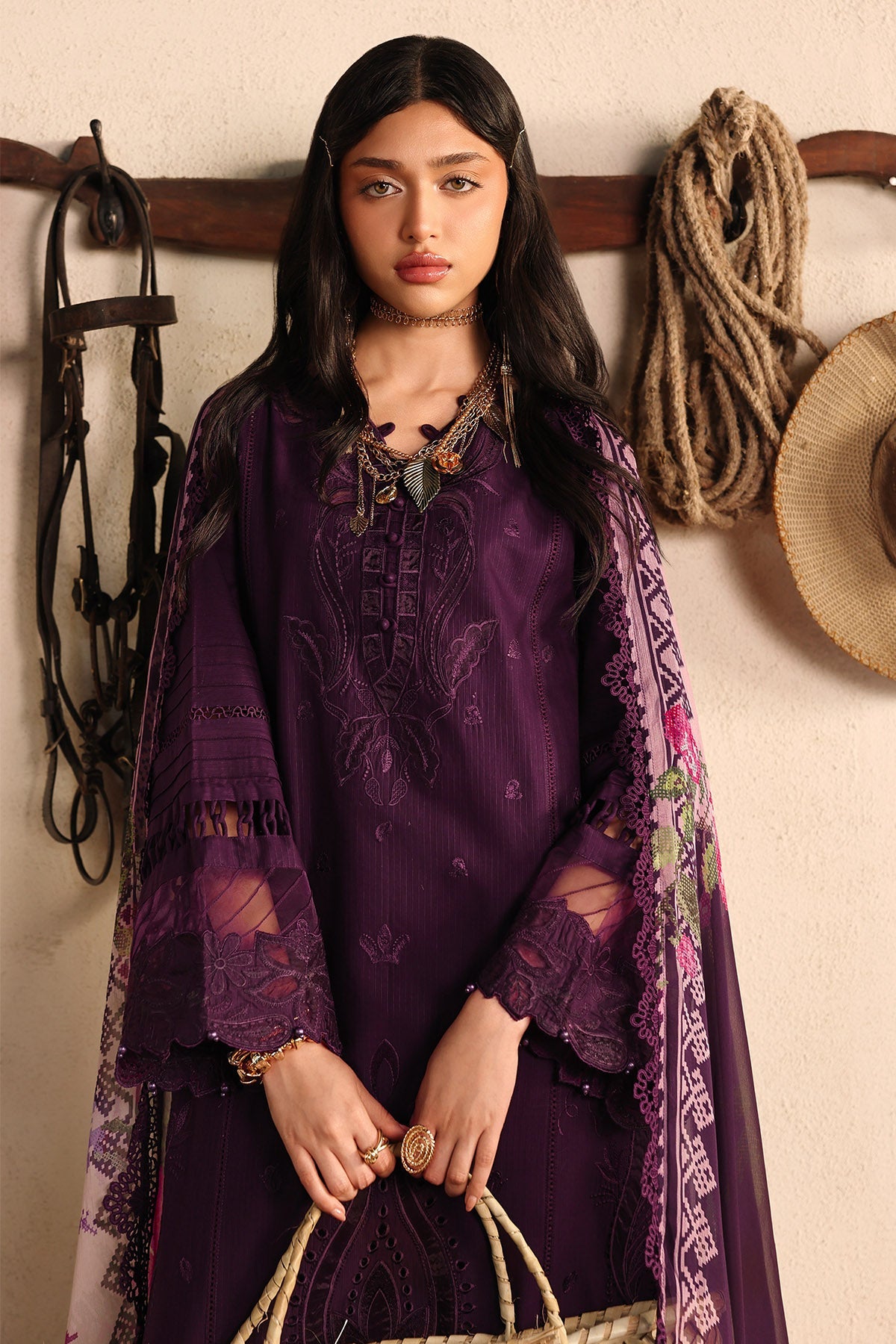 Nureh | Raha Unstitched Lawn Doria | NE-246
