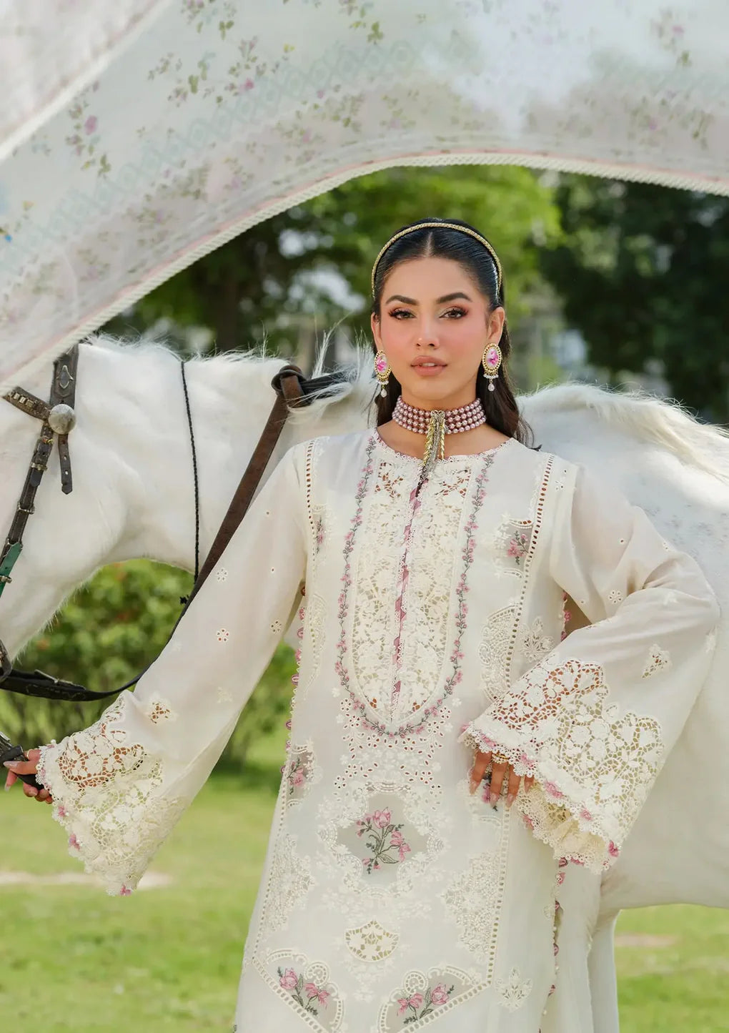 ELAF | LUXURY LAWN 25 VOL 2 | ELH-7A WHITE EMPRESS