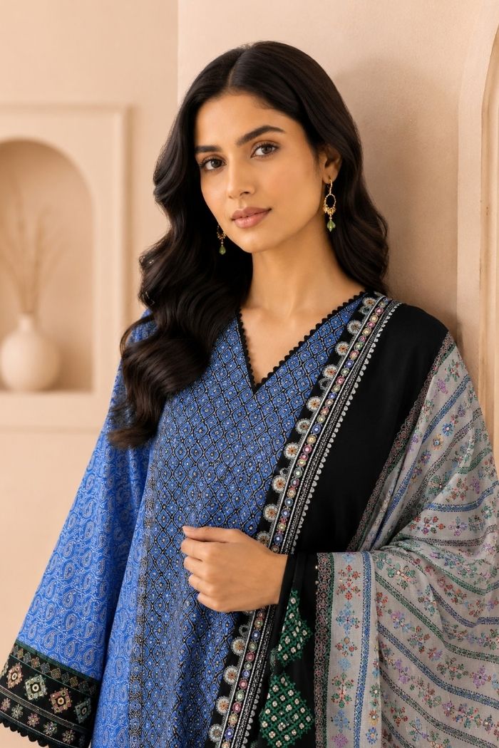 Sapphire | Print Embroidered Lilen VOL 1 | CL11-108