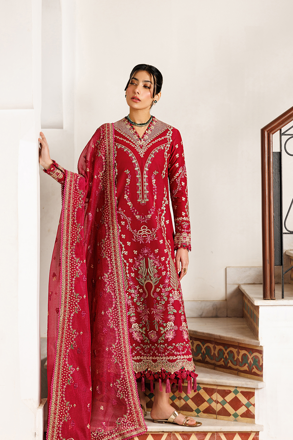 Emaan Adeel |  Mirabelle festive luxury lawn | Gardenia Glow