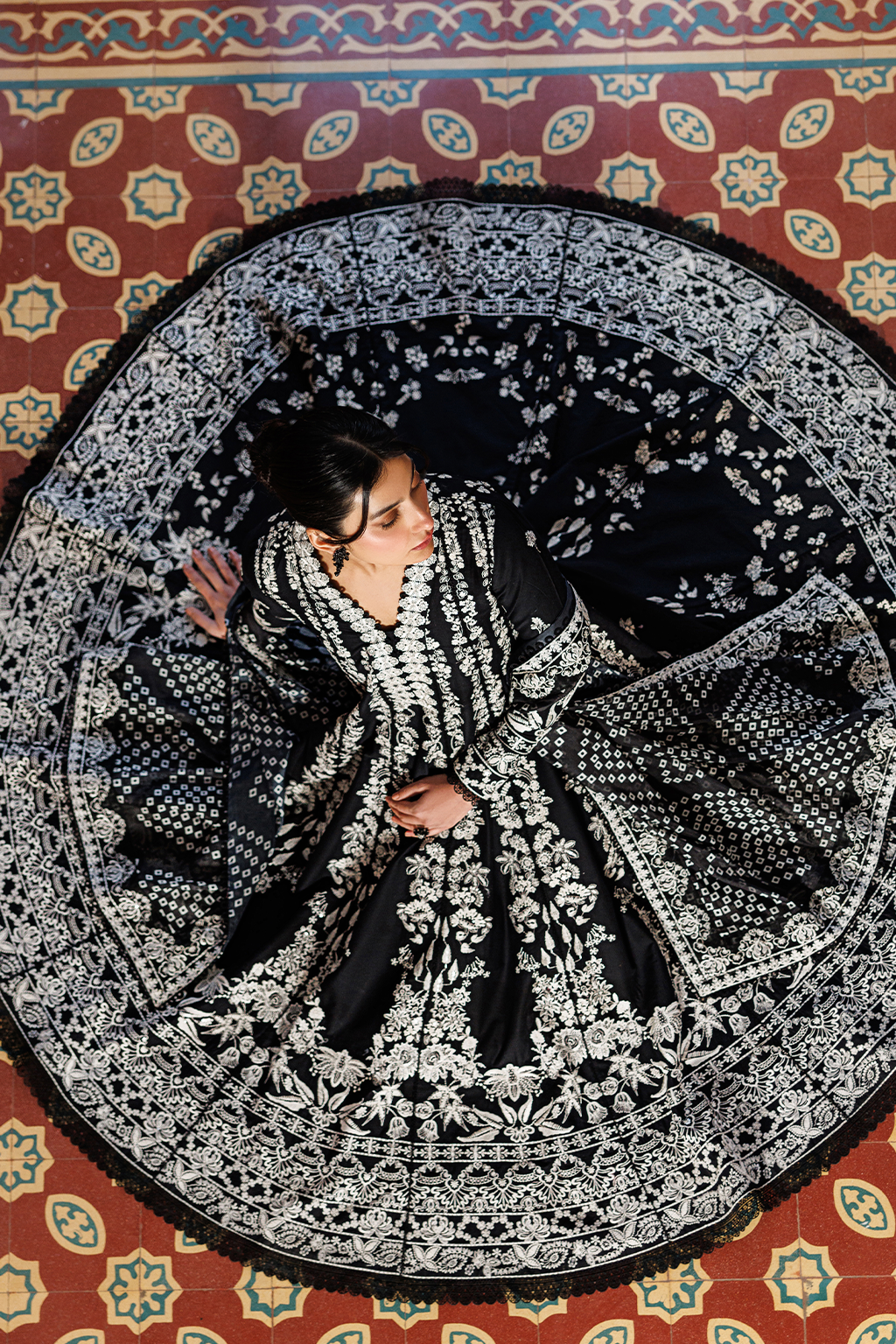 Emaan Adeel |  Mirabelle festive luxury lawn | Midnight Bliss