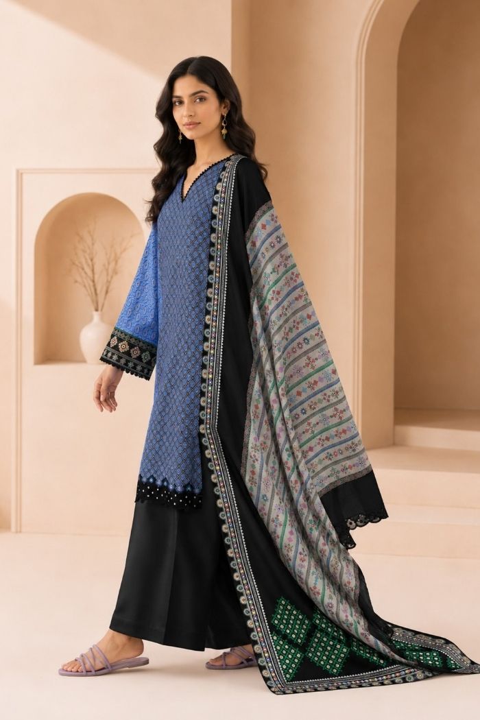 Sapphire | Print Embroidered Lilen VOL 1 | CL11-108