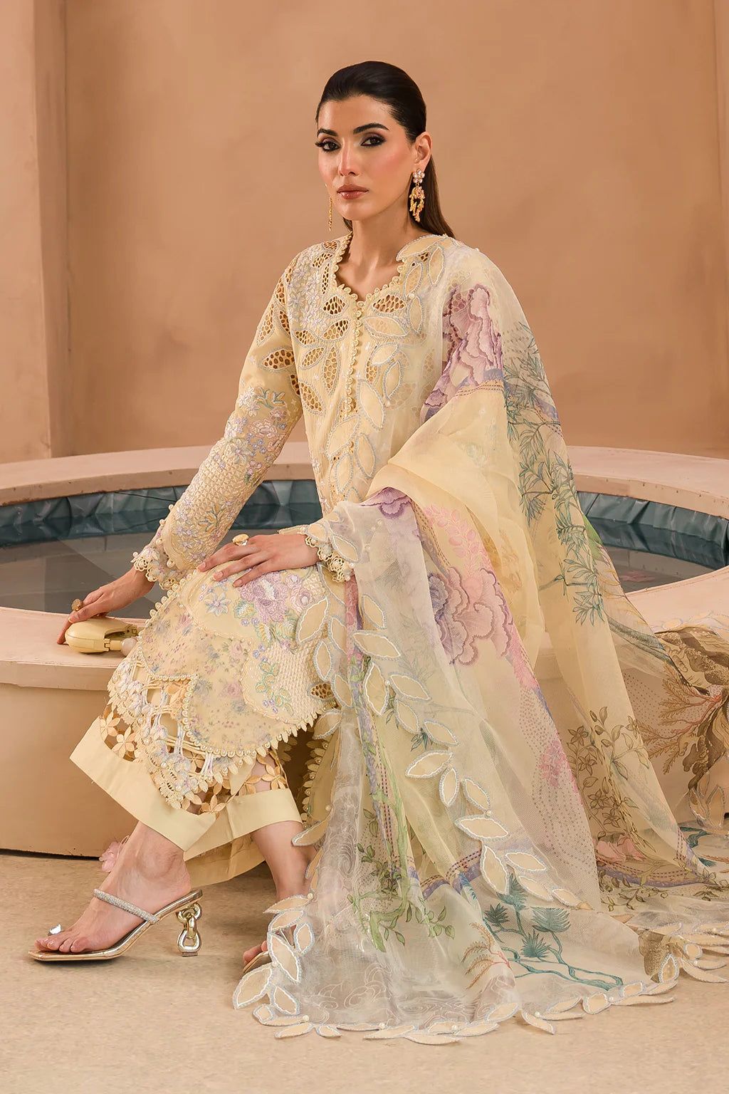 Afrozeh | Embroidered Lawn | Sweet Saffron