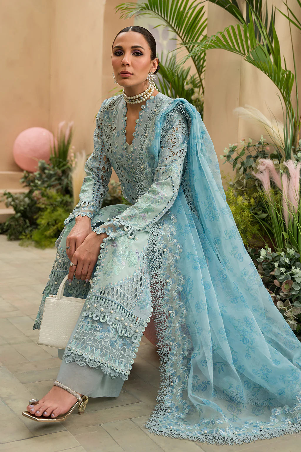 Afrozeh | Embroidered Lawn | Serene Sapphire